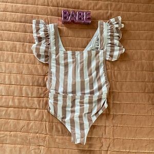 Cute n beautiful striped bathing suit size S 8-10